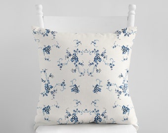 Blue Floral Pillow Cover, Country Floral Pillow, Vintage Style Floral Pillow Cover, Vintage Floral Pillow, Shabby Chic pillow