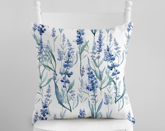 Watercolor Lavender Pillow Cover: Floral Farmhouse Decor