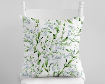 Lily Of The Valley Pillow Cover, Watercolor Flowers Spring Summer Pillow Cover, Floral Pillow, Spring Pillows, Farmhouse Pillow, Home Decor