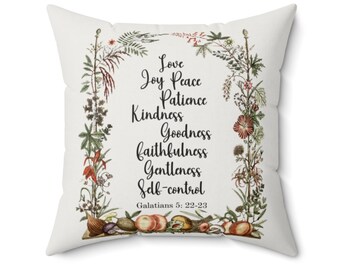 Vintage Fruits Of The Spirit Pillow Cover, Gálatas 5:22-23 Almohada Cristiana, Almohada de Verso Bíblico, Almohada de Granja, Regalos Cristianos