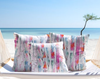 Summer Pillow, Coastal Pillow Cover, Watercolor Colorful tie dye striped nautical pillows, Summer Pillows, Coastal Pillow, Outdoor Pillow
