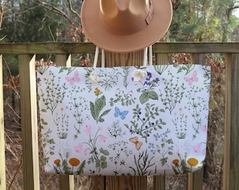 Floral Botanical Bag, Floral Weekend Bag, Flowers bag, Weekend Bag, Floral Tote Bag, Summer Tote Bag, Weekender Bag Women, Weekend Bag