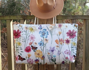 Sac de week-end fleurs sauvages aquarelle : sac de voyage floral