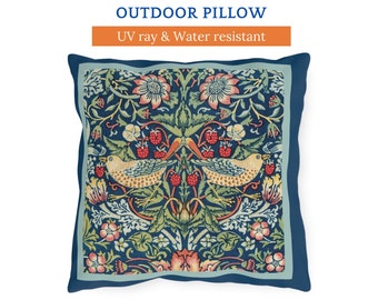 William Morris Outdoor Pillows, Strawberry Thief, Garden Pillow, Outdoor Pillow, Garden Pillow, Weather Resistant Pillow, Farmhouse Pillow
