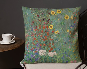 Klimt Sunflower Pillow: Floral Lumbar Pillow Cover, Vintage Style Art Decor