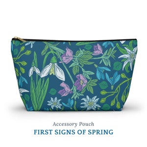 Blue Floral Cosmetic Organizer, Blue Foral makeup bag, Travel Accessories Bag, Unique makeup bag, Travel Pouch, Toiletry Bag Women