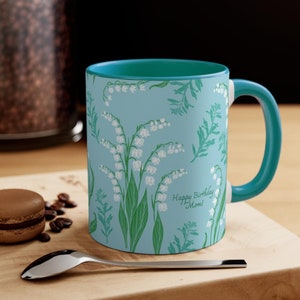 Lily of The Valley Mug, Custom Mug, Lily of the Valley Gift, Flower Mug, Personalized Mug, Lily of the Valley Mug Bridal Shower Gift