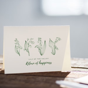 Lily of The Valley Return of Happiness Card, Folded Cards (10, 30, And 50pcs), Lily of the Valley Flower Card, May Birthday Card