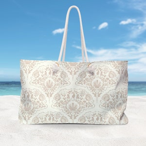 Beach Large Tote Bag, Seashell texture Tote Bag, Neutral Tone Beach Bag, Coastal Summer Beach Bag, Shabby Chic Bag, Weekender Bag