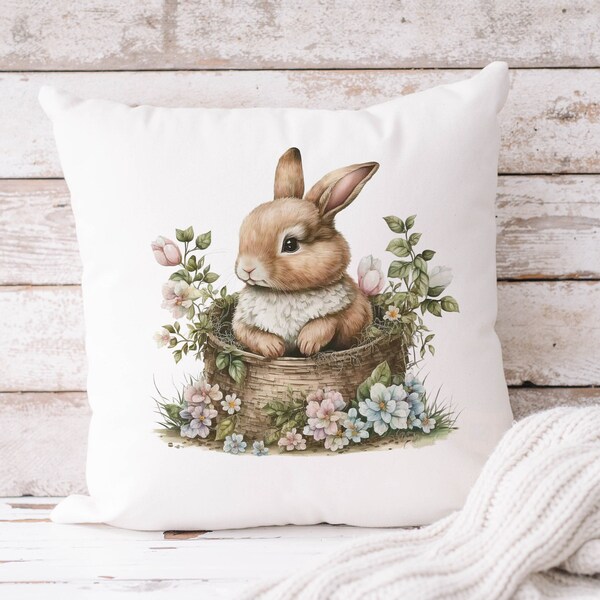Easter Bunny Egg Pillow, Easter Decor, Bunny Decor, Spring Rabbit Pillow, Easter Gift, Farmhouse Decor, Easter Outdoor Pillow, Spring Decor main image 1