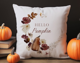 Aquarell Kürbis Kissenbezug: Hallo Kürbis, Herbst Dekor