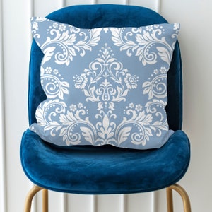 Fundas de almohada estilo Hamptons, almohadas Hampton, cojines azules y blancos, almohadas florales azules, fundas de almohadas de tiro