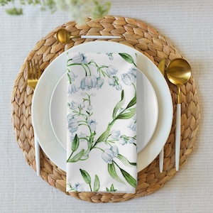 Maiglöckchen Servietten, Florale Stoffserviette, Aquarell Frühling Sommer Servietten, Botanische Servietten, Blumen Servietten, Frühlings Dekor