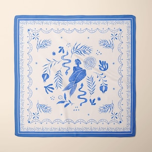 Mermaid Silk Scarf: Mediterranean Blue Ocean Dream  - Wearable Art - Personalized