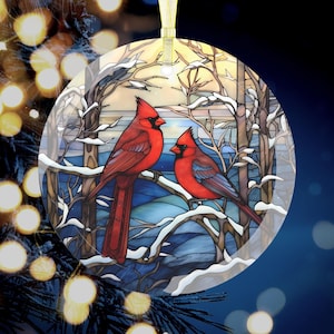 Kardinal Ornament, Glasmalerei Ornament 3d gedruckt, Rot Kardinal Glasornament, Weihnachtskardinal, Weihnachtsverzierung