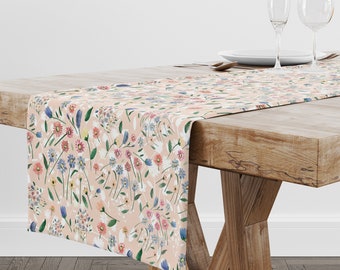 Aquarell Wildblumen Tischläufer: Frühling Ostern Dekor