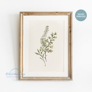 Watercolor Botanical Print, Spring Summer Greenery Art Poster, Instant ...