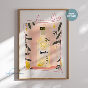 Italian Lemon Print, Limoncello Italia Summer Lemon Poster Print, La Dolce Vita Printable, Lemon Tree Wall Art Prints Digital Download