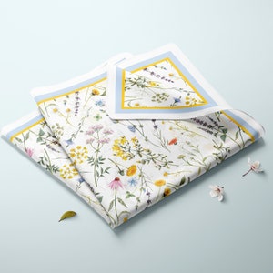 Silk Scarf, Wildflowers Silk Scarf, Floral Scarf, 100% Silk Habotai, Unique Scarves, Square Scarf, silk scarf women