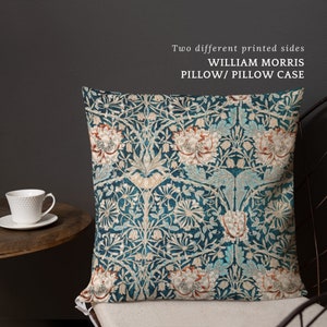 Poduszka William Morris Blue Grey, Poszewka na poduszkę William Morris, Poszewki na poduszki z motywem szarych kwiatów, Dekoracyjna poduszka dekoracyjna, Designerska poduszka