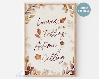 Fall Leaves Watercolor Art Print: Autumn Botanical Decor (Digital Download)
