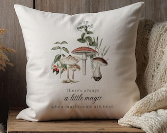Mushroom Magic Pillow Cover: Cottagecore Woodland Decor