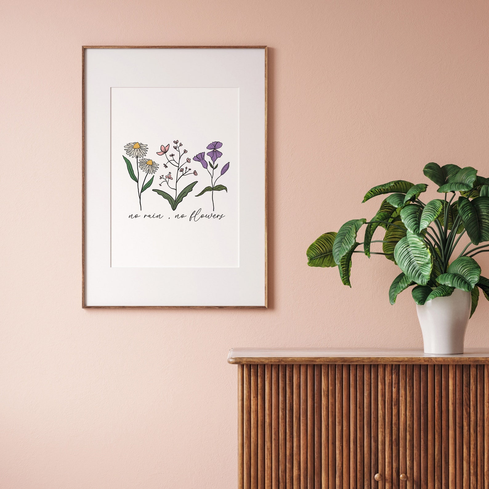 No Rain No Flower Wildflower Printable Daisy Flowers Print Etsy