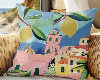 Summer Pillow, Italy Lemon pillow, Colorful citrus pillows Pillow Cover, Summer Pillows, Coastal Pillow, accent pillow, outdoor pillows