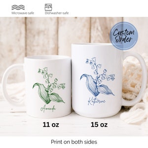 Lily of The Valley Mug, Custom Mug, Lily of the Valley Gift, Flower Mug, Personalized Mug, Lily of the Valley Gift, May Flower Gift