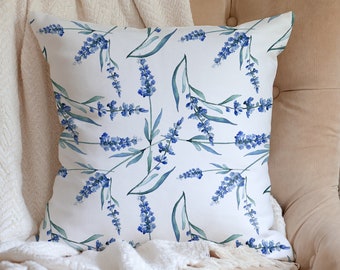 Watercolor Lavender Pillow Cover: Floral Farmhouse Decor
