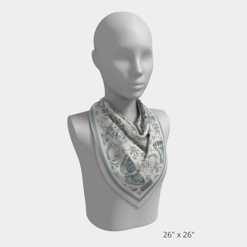 Blue Butterfly Silk Scarf: Vintage Moth Floral Square Scarf - Etsy