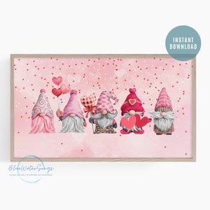 Gnomes Valentine&#39;s Day Samsung Frame TV Art, Samsung Frame TV Art Valentines Day, Gnome Watercolor Valentines Day Decor, Frame TV Art