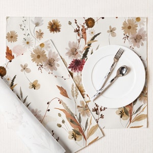 Aquarell Herbst Tischsets, Floral Tischsets Set, Herbst botanische Tischsets, Wildblumen Tischset, Stoff Tisch Tischsets, Herbst Dekor