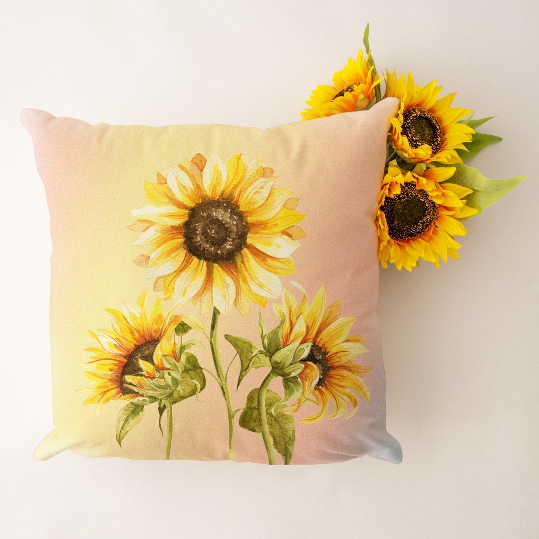 Sunflower Pillow Covers, Sunflower Yellow Pillow, Farmhouse Pillow