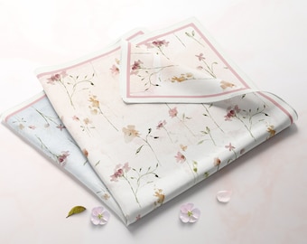 Pink Floral Silk Scarf: Watercolor Wildflower Print