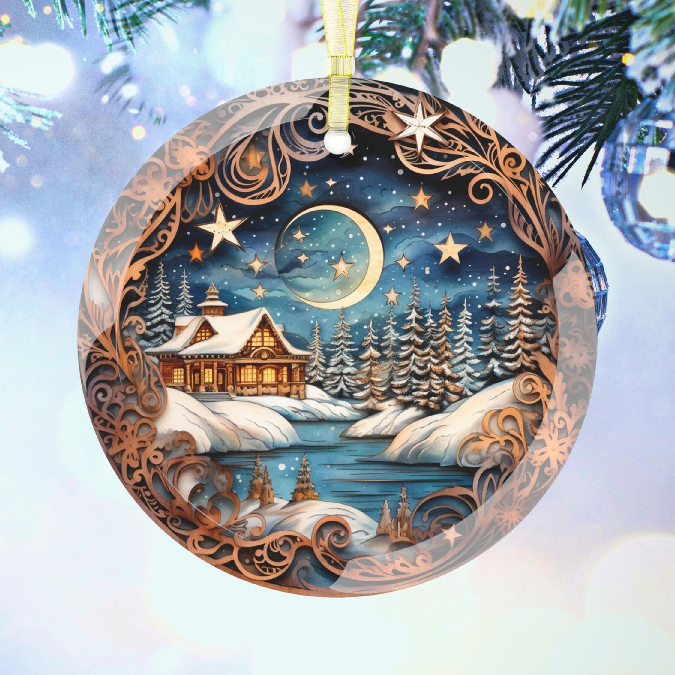 Glass Winter Wishes Barn Ornament (Set of 12) main image 1