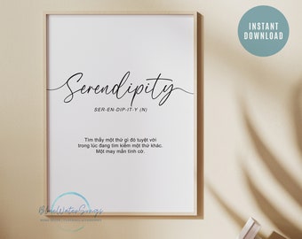 Serendipity Definition Print: Vietnamesisk inspirerande väggkonst (digital nedladdning)
