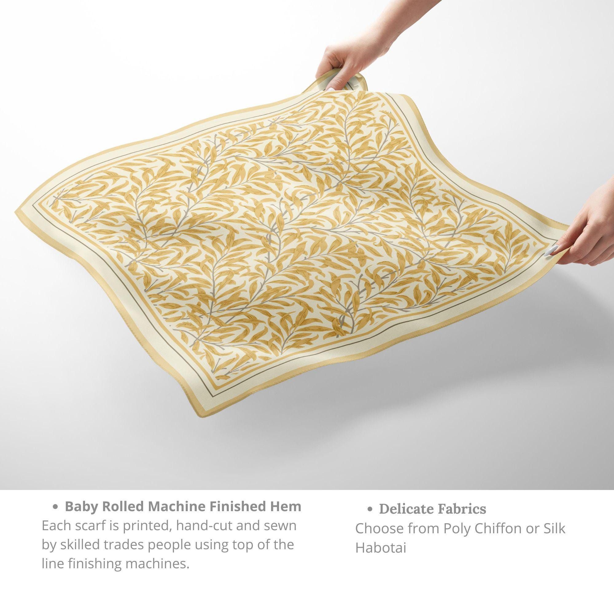 Sciarpa In Seta Pashmina William Morris 90x90 Cm | Stampa Floreale Elegante Per Donna | Leggera E Senza Pieghe Per Regalo O Uso Quotidiano