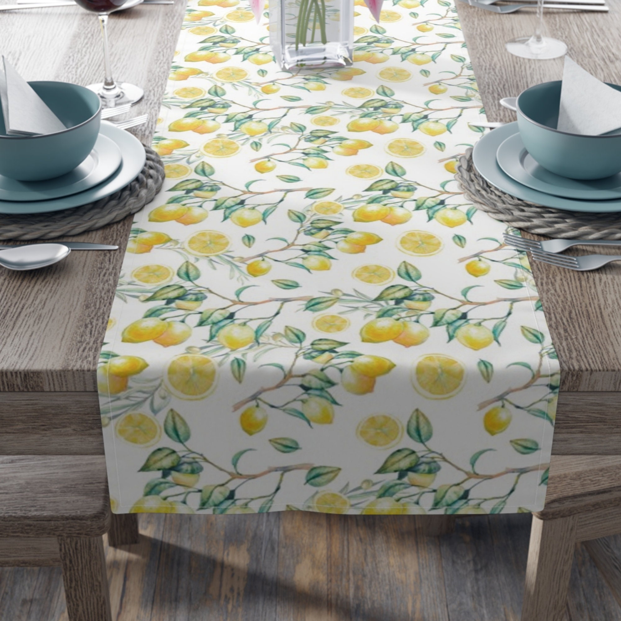 Tischläufer Frühling Zitrone 33x183cm - Polyester, Bauernhaus Stil