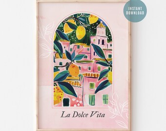 Impresión de póster de limón de verano de Italia, limón imprimible de La Dolce Vita, impresión de viaje, impresiones de arte de pared de limonero, descarga digital, arte imprimible