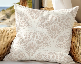 Housse de coussin de plage nautique : décor de coquillages côtiers