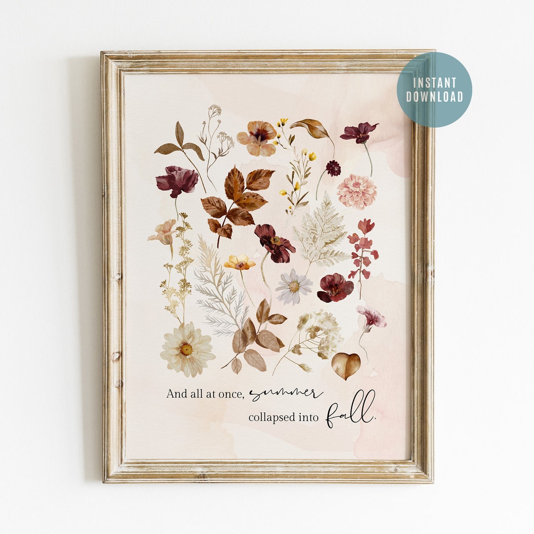 Watercolor Fall Flowers Art Print: Botanical Leaves (digital Download ...