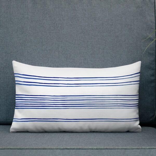 Blue White Pillow Etsy
