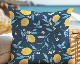 Watercolor Lemon pillow, Summer Pillow, Colorful citrus Pillow Cover, Summer Pillows, Coastal Pillow, accent pillow, outdoor pillows