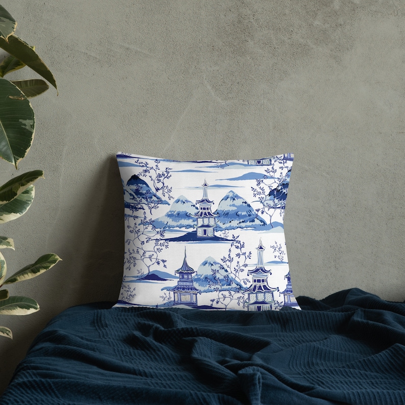 Chinoiserie Pillow Cover Blue Chinoiserie Pillow Covers Blue Etsy