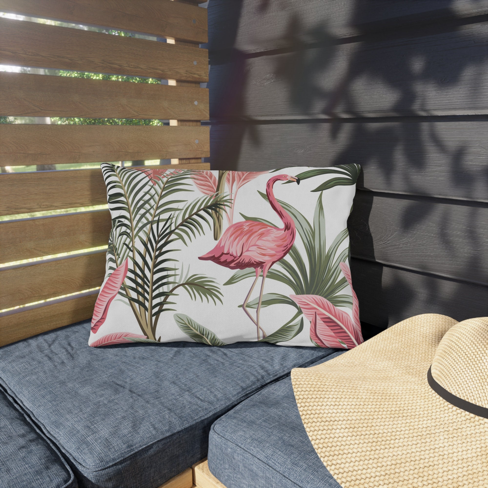 Garden Outdoor Cushions Flamingo Watercolour Flamingo Hearts