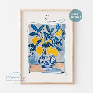Italian Lemon Print, Italia Summer Lemon Poster Print, La Dolce Vita Printable, Lemon Tree Wall Art Prints Digital Download Printable Art