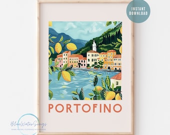 Positano Amalfi Coast Art Print, Italian Coast, Lemon Italy Print, Travel poster, Aesthetic wall decor, Summer printable Digital Download