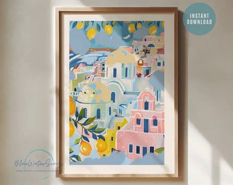 Italy Poster, Lemons Amalfi Coast print, Lemon printable, Lemon Wall Art Prints, Aesthetic wall decor, Summer printable, Digital Download