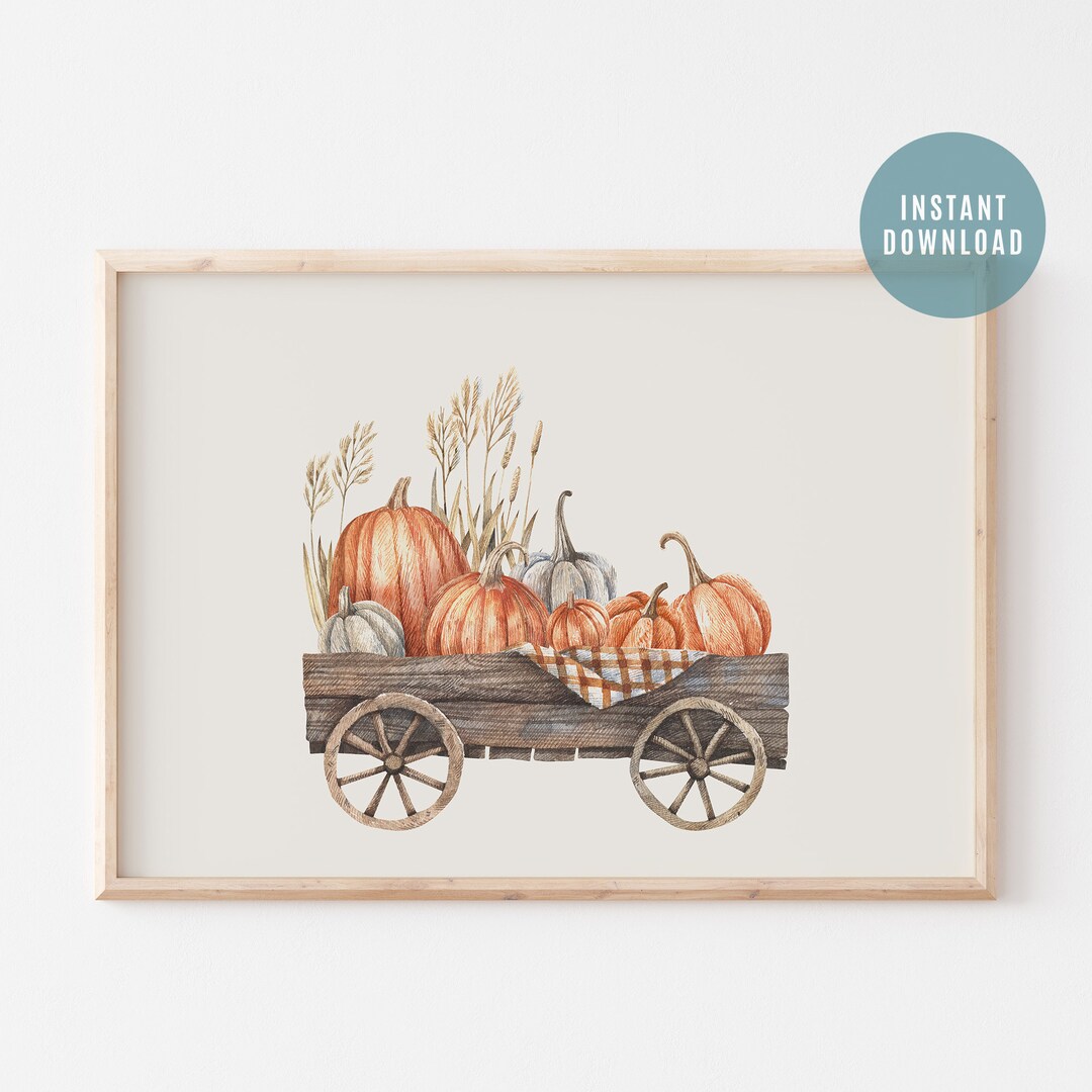 Pumpkin Watercolor Print Fall Wall Art Autumn Pumpkins Wall Etsy